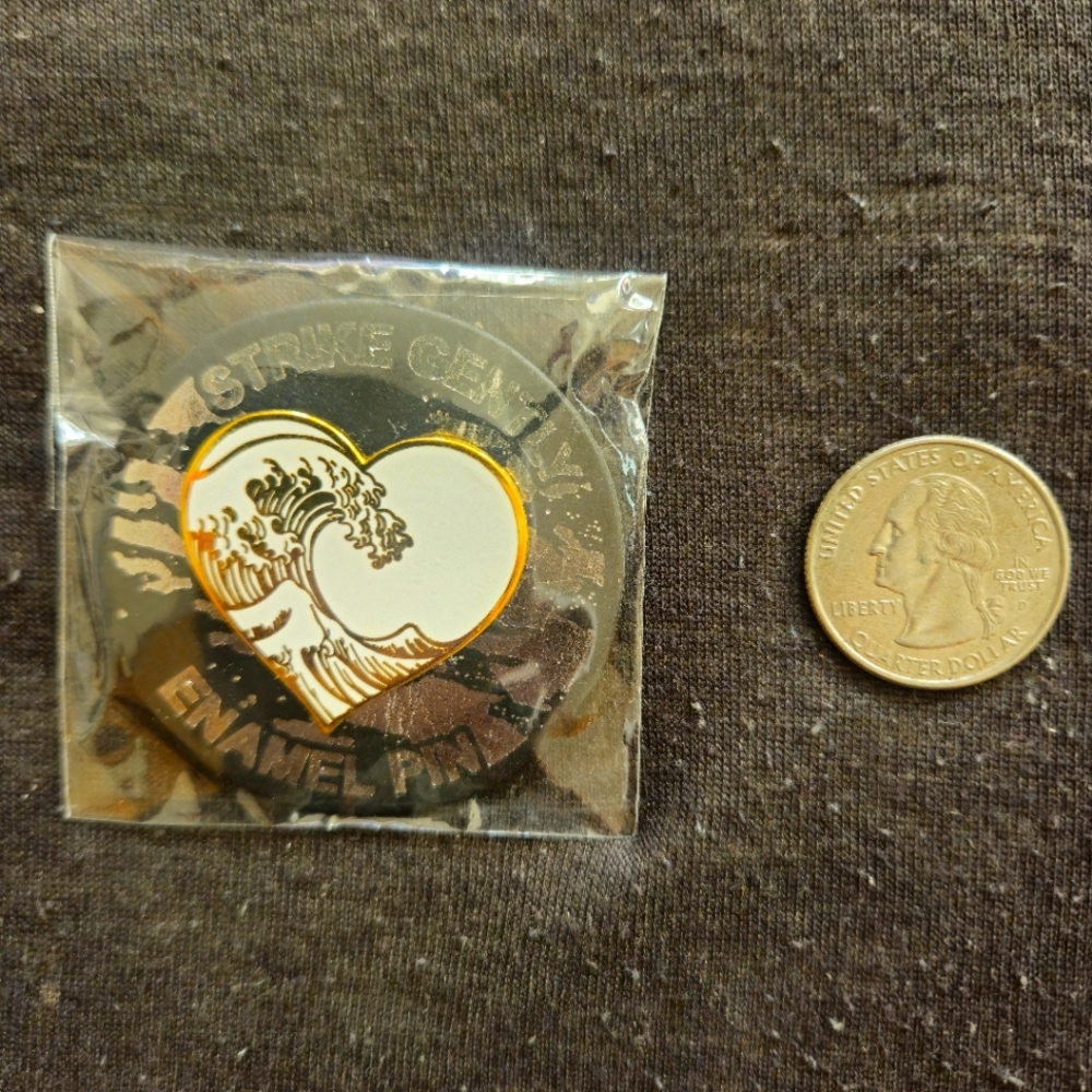 "The Great Wave off Kanagawa Style Heart" Strike Gently Co Enamel Pin